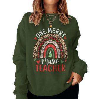 One Merry Music Teacher Rainbow Christmas Musician Women Sweatshirt - Seseable