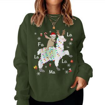 Santa Sloth Riding Llama Reindeer Christmas Women Sweatshirt - Thegiftio UK
