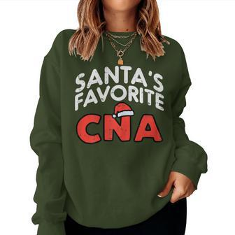 Santas Favorite Cna Medical Christmas Girl Nurse Pj Women Sweatshirt - Monsterry