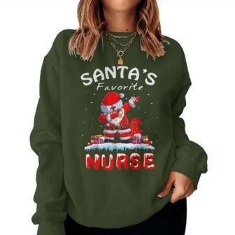 Santa's Favorite Nurse Christmas Dabbing Santa Women Sweatshirt - Monsterry