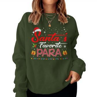Santa's Favorite Para Christmas Paraprofessional Teacher Women Sweatshirt - Thegiftio