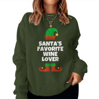 Santa's Favorite Wine Lover Christmas Hat Drinking Women Sweatshirt | Mazezy