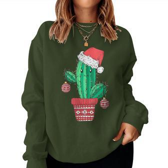 Santa's Hat Cactus Sweater Christmas Party Xmas Holidays Women Sweatshirt - Monsterry DE