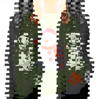 Snowman Wine Christmas Drinking Wine Lover Xmas Women Sweatshirt | Mazezy