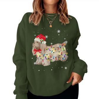 Sussex Spaniel Dog Christmas Light Xmas Mom Dad Women Sweatshirt | Mazezy