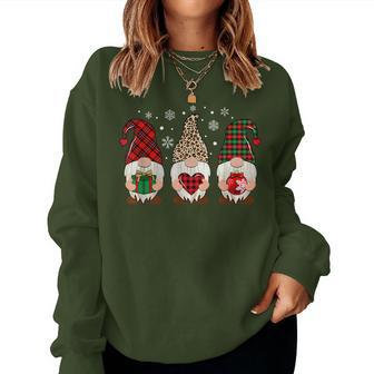 Three Gnome For Buffalo Leopard Christmas Pajama Women Sweatshirt - Seseable