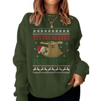 Tis The Season To Be Sleepy Cute Sloth Christmas Ugly Women Sweatshirt | Mazezy