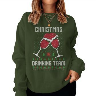 Ugly Christmas Sweater Alcohol Drink Beer Drinking Team Wine Women Sweatshirt - Thegiftio UK