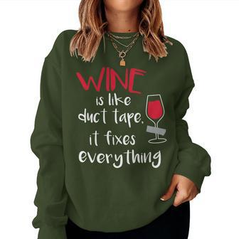 Wine Duct Tape Wine Lovers Christmas Gag Women Sweatshirt | Mazezy