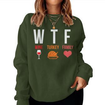 Wine Turkey Family Ugly Sweater Christmas Thanksgiving Women Sweatshirt - Seseable