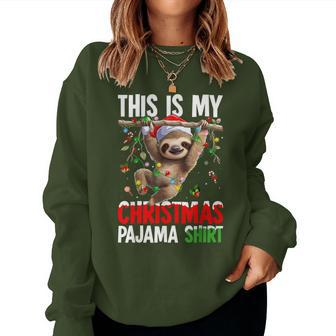 Xmas Lighting This Is My Christmas Pajama Sloth Christmas Women Sweatshirt | Mazezy