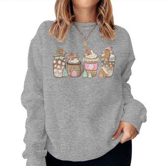 Coffee Christmas Gingerbread Pink Latte Cozy Winter Women Sweatshirt - Thegiftio