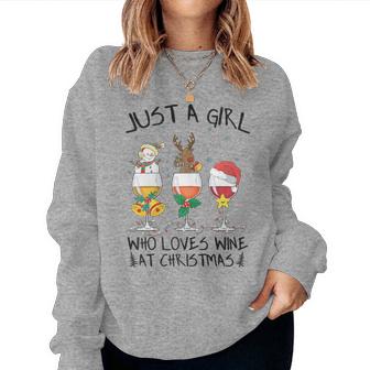 Just A Girl Who Loves Wine At Christmas Costume Xmas Women Sweatshirt | Mazezy