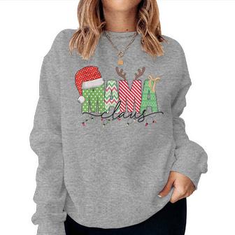 Mama Claus Christmas Lights Pajama Family Matching Outfit Women Sweatshirt - Monsterry