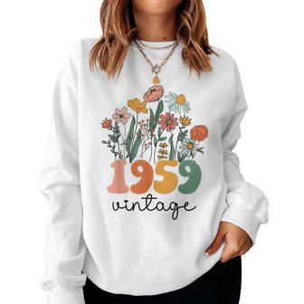 64 Years Old Vintage 1959 64Th Birthday Wildflower Women Sweatshirt | Mazezy