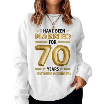 70 Years Marriage 70Th Wedding Anniversary Funny Matching Women Crewneck Graphic Sweatshirt - Seseable