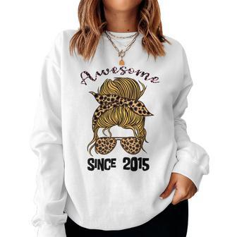 8 Year Old Awesome Since 2015 8Th Birthday Woman And Girl Women Crewneck Graphic Sweatshirt - Thegiftio UK