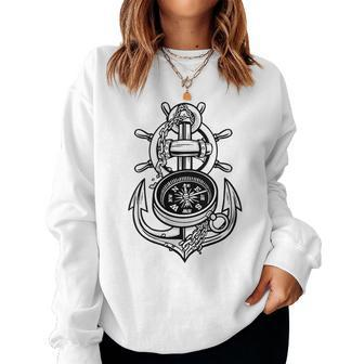 Anchor Chain Compass Sring Wheel Skipper Accessories Women Sweatshirt | Mazezy