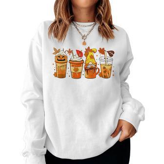 Autumn Thanksgiving Drinks Coffee Pumpkin Spice Latte Season Women Sweatshirt - Monsterry AU