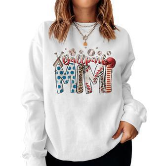 Ballpark Mimi Proud Baseball Softball Player Mothers Day Women Crewneck Graphic Sweatshirt - Seseable