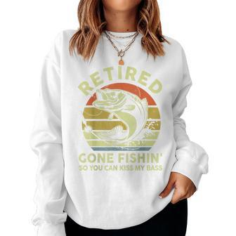 Bass Fish Papa Grandpa Retirement Retired Gone Fishing Women Sweatshirt