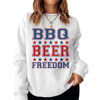 Bbq Beer Freedom America Usa Flag Party 4Th Of July Summer Beer Women Sweatshirt | Mazezy