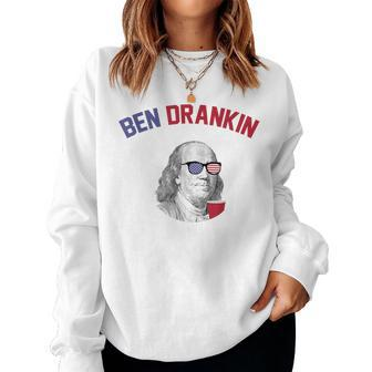 Ben Drankin T Fourth Of July Patriotic Drinking Beer Women Sweatshirt | Mazezy