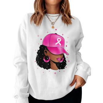 Black Girl Black Woman Breast Cancer Awareness Pink Ribbon Women Sweatshirt - Seseable
