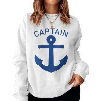 Blue Anchor Captain Boat Lovers Women Sweatshirt | Mazezy