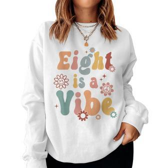Boho Eight Is A Vibe Cute 8Th Birthday Girl Boy Women Crewneck Graphic Sweatshirt - Seseable