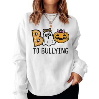 Boo Anti Bullying Halloween Orange Unity Day Girls Women Sweatshirt - Seseable