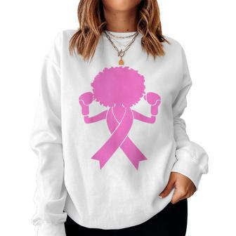 Boxing Pink Ribbon African American Breast Cancer Women Sweatshirt - Seseable