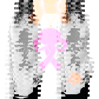 Boxing Pink Ribbon African American Breast Cancer Women Sweatshirt - Seseable