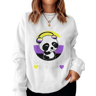 Cant Hear You Im Listening To K-Pop Nonbinary Panda Lgbt Women Sweatshirt | Mazezy