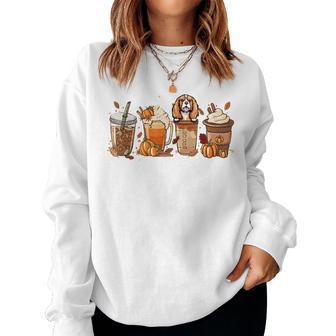 Cavalier King Charles Spaniel Fall Coffee Halloween Pumpkin For Coffee Lovers Women Sweatshirt | Mazezy