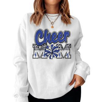 Cheer Mom Blue Leopard Letters Cheer Pom Poms Women Sweatshirt | Mazezy AU