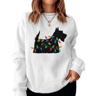 Christmas Lights Scottish Terrier Scottie Dog Lover Women Sweatshirt | Mazezy