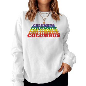 Columbus City Gay Pride Rainbow Word Women Sweatshirt | Mazezy