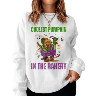 Coolest Pumpkin In The Bakery Fall Baker Cupcake Halloween Baker Women Sweatshirt | Mazezy