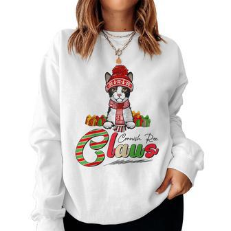 Cornish Rex Claus Cat Lover Santa Hat Ugly Christmas Sweater Women Sweatshirt - Monsterry