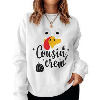 Cousin Crew Thanksgiving Family Matching Turkey Day Fall Women Sweatshirt - Seseable