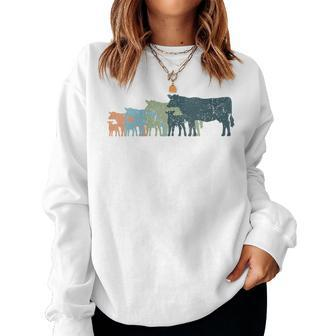 Cow Mom & Dad Silhouette Cattle Vintage Dexter Women Sweatshirt | Mazezy