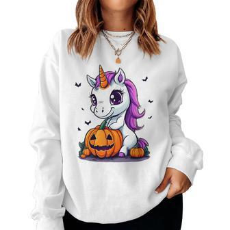 Cute Halloween Girls Witchy Unicorn Halloween Women Sweatshirt | Mazezy