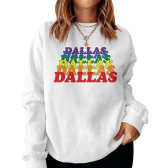 Dallas City Gay Pride Rainbow Word Women Sweatshirt | Mazezy