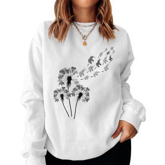 Dandelion Elephants For Elephant Lover Elephant Women Crewneck Graphic Sweatshirt - Seseable