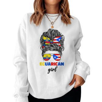 Ecuadorian And Puerto Rican Rico Ecuador Flag Girl For Women Sweatshirt - Thegiftio UK