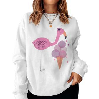 Flamingo Ice Cream Summer Vacay Party Beach Vibes Girls Women Sweatshirt | Mazezy