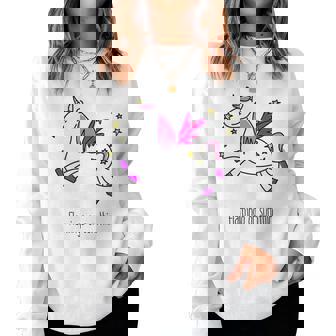 Flamingo Or Something Pink Flying Unicorn Women Sweatshirt | Mazezy