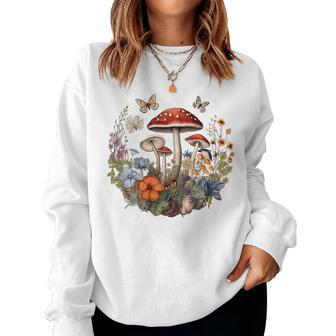 Flower Botanical Butterflies Mushroom Vintage Women Sweatshirt | Mazezy