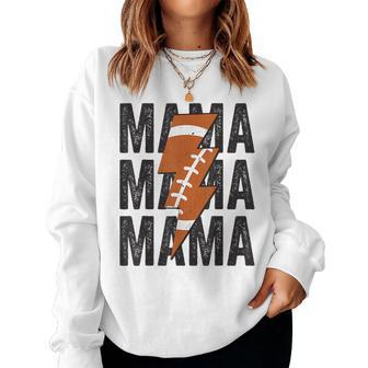 Football Mom Mama Distressed Lightning Bolt Sweatshirt | Mazezy
